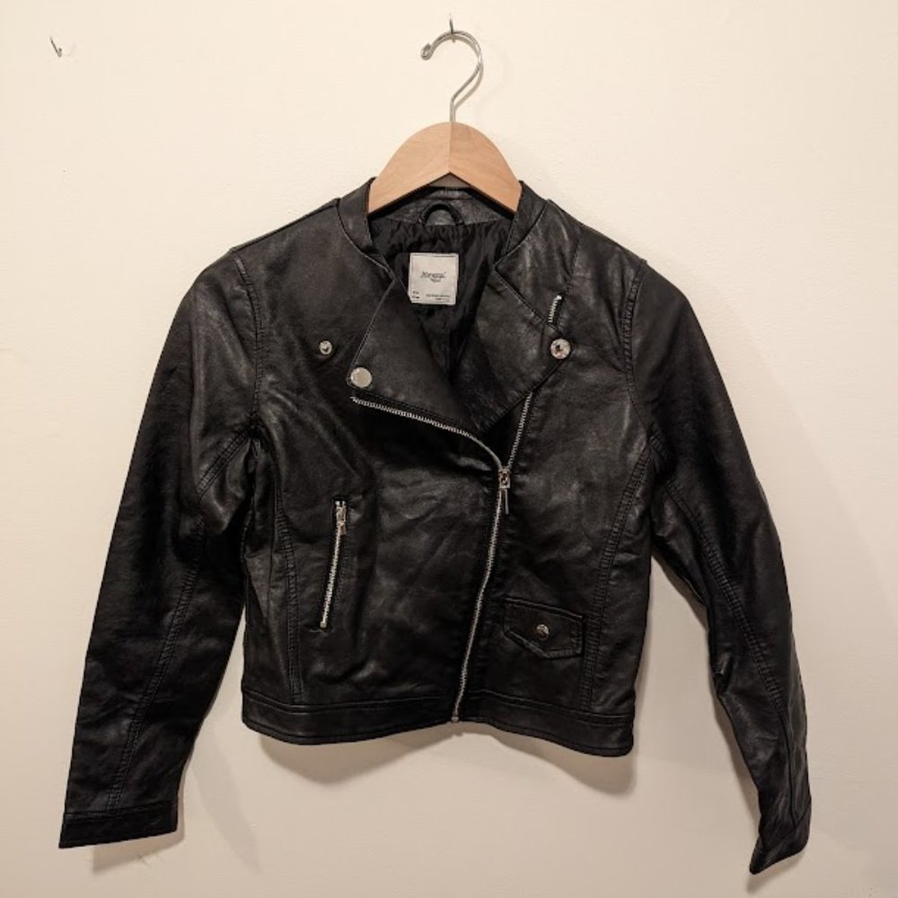 Mayoral Girls Faux Leather Black Moto Biker Jacket  Size 14